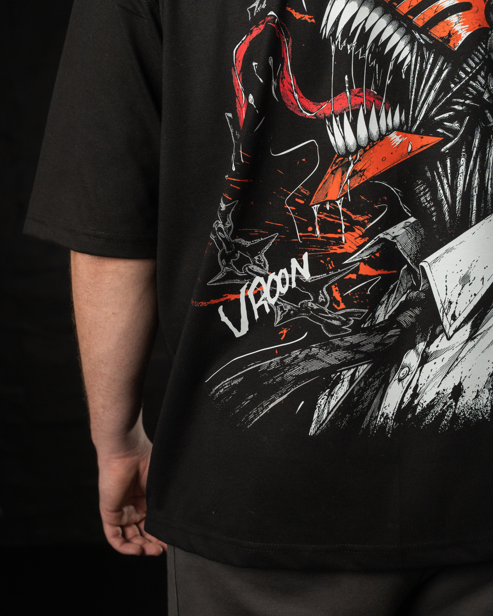 Devil Hunter Oversized Tee in black, anime clothing by STEKU