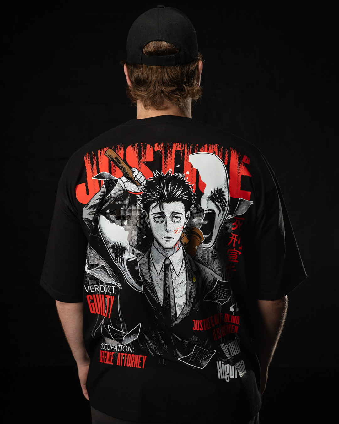 Final Verdict Oversized Tee in black, anime clothing by STEKU