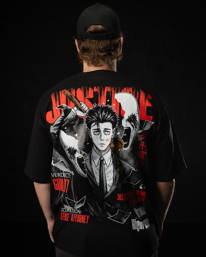 Final Verdict Oversized Tee in black, anime clothing by STEKU