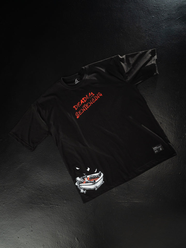 Final Verdict Oversized Tee in black, anime clothing by STEKU